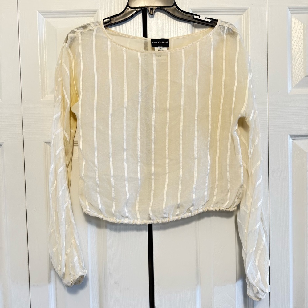 Giorgio Armani Cream Silk Blouse, Size 38
